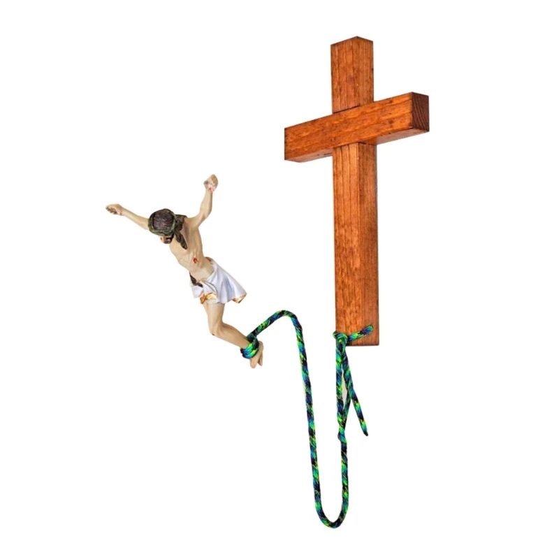 eligious Artwork Bungee Jumping Jesus Handmade Resin Sculpture Decor Dropship