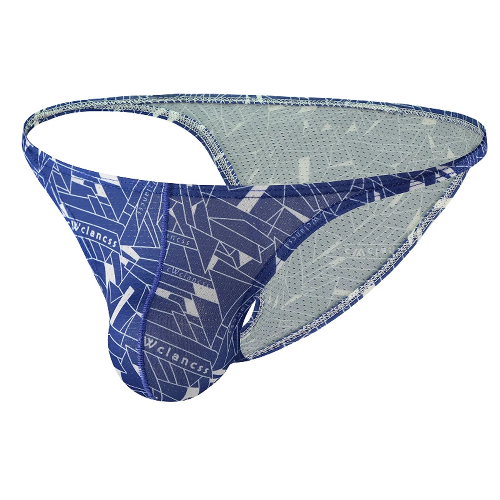 الرجال المطبوعة شبكة رقيقة حافة الملابس الداخلية ملخصات صغيرة تنفس منخفضة الارتفاع السروال بيكيني g-سلسلة ثونغ لاعبو الاسطوانات Tanga السروال #3