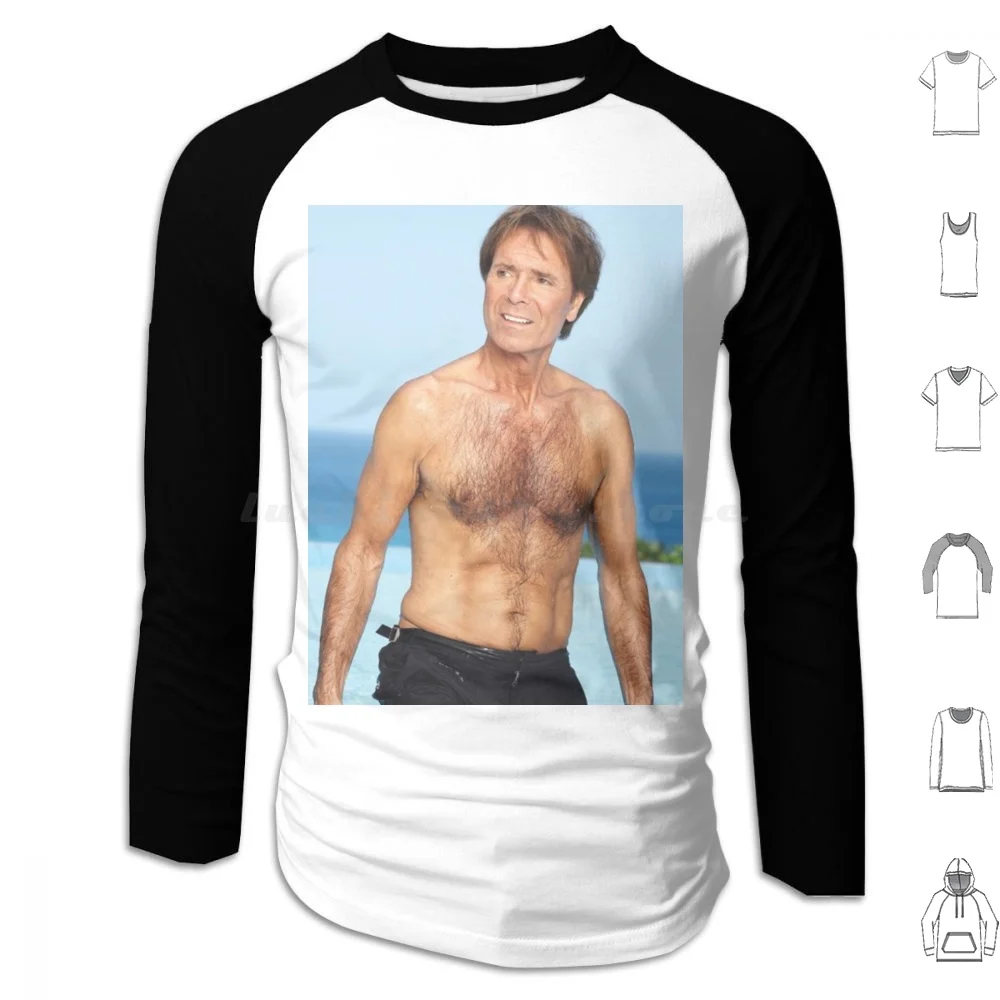Cliff Richard Shirtless Hoodie Cotton Long Sleeve Cliff Richard Singer Music Musician Classic Retro Famous Celebrity