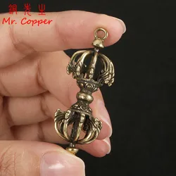 Retro Brass Buddhism Vajry Pestle Small Ornaments Key Chains Pendants Copper Buddha Instrument Home Decorations Auspicious Craft