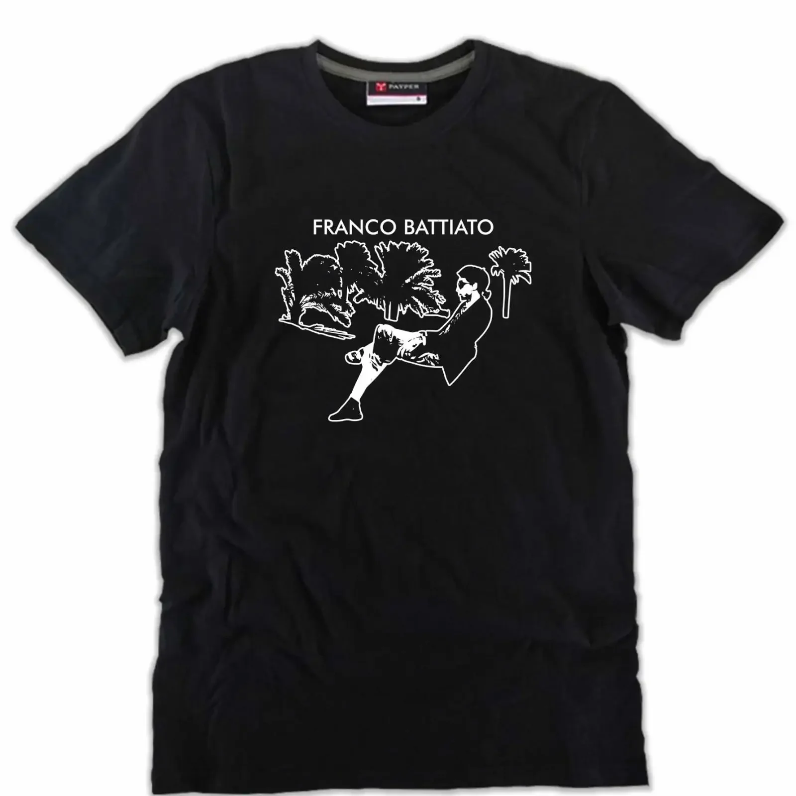 FRANCO BATTIATO T Shirt schwarz Herren oder Damen tolle Baumwolle Kunst Sänger Musik vintage Washed Versatile designer clothes