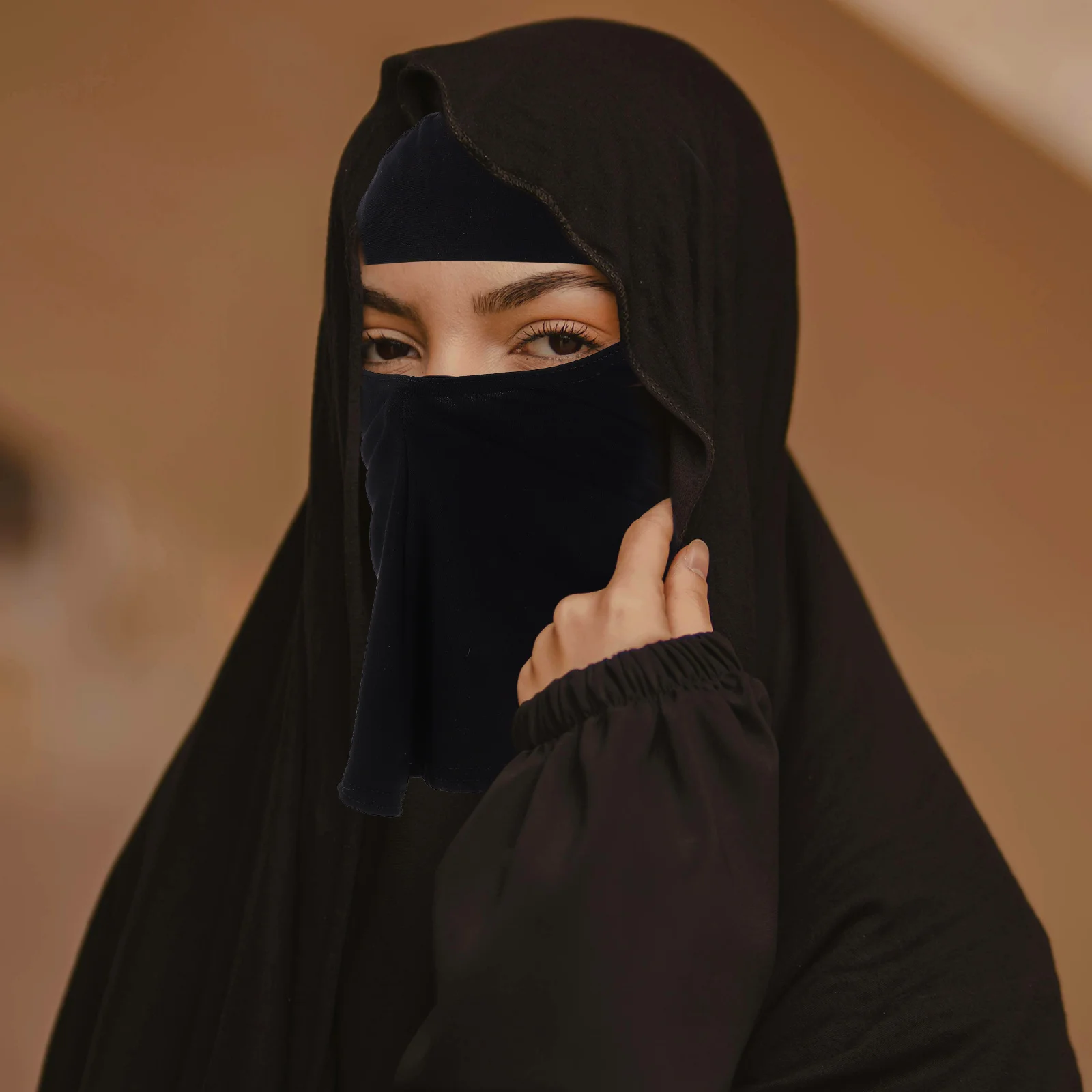 

35x24cm Black Solid Inner Hijab Cap Stretchable Full Coverage Muslim Hijab Bonnet Comfortable for All Day Wear Summer Shawl