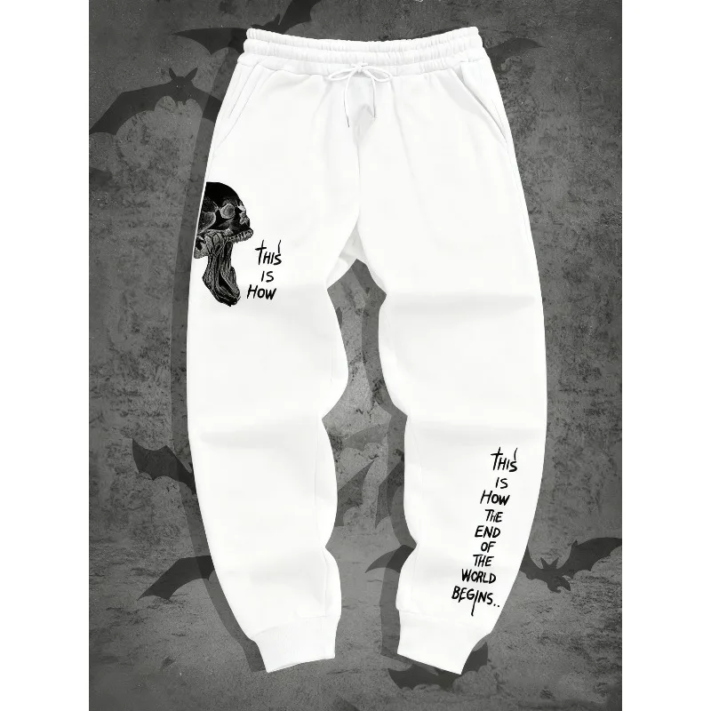

Спортивные спортивные штаны с 3D принтом в стиле панк и черепом в готическом стиле, повседневные тренировочные брюки для бега, конец света начинается как это