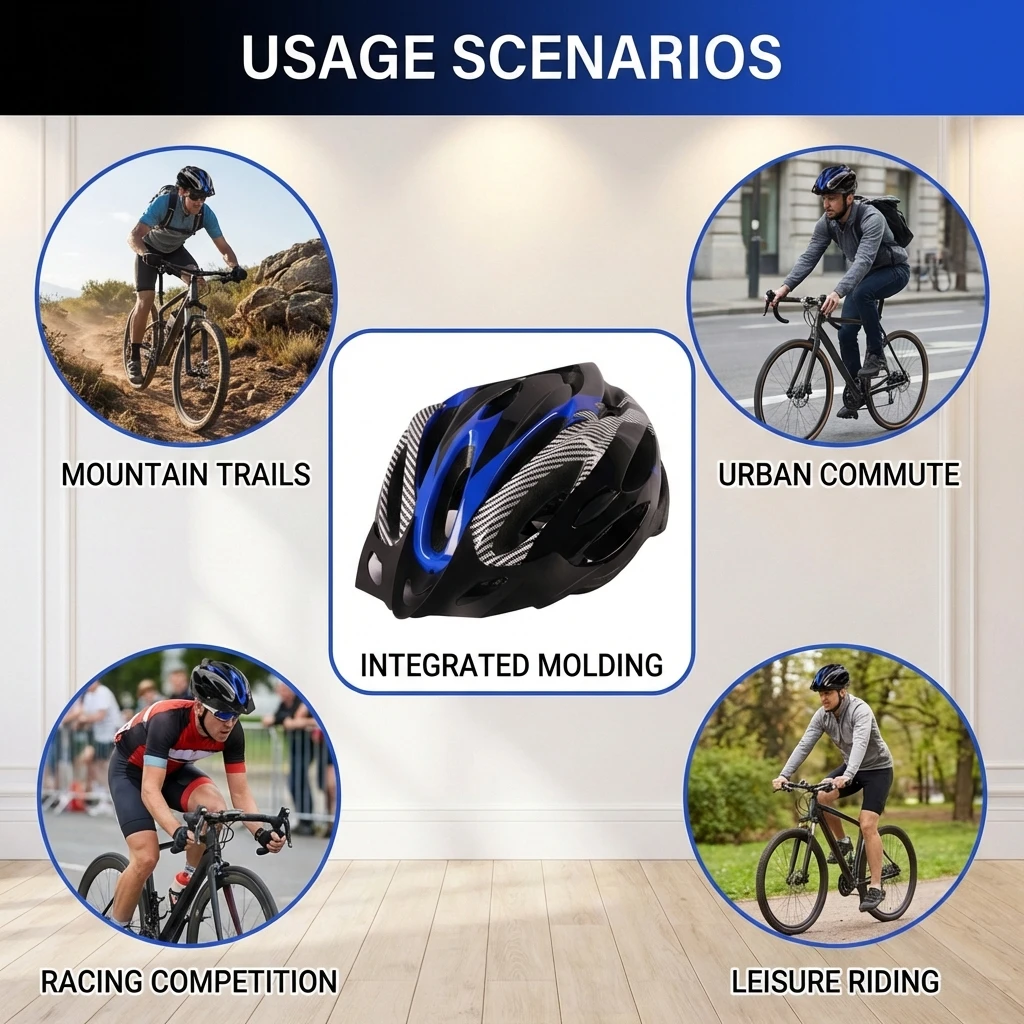 

Mountain Bike Helmet Integrated Molding Cycling with Adjustable Strap and Ventilation Design