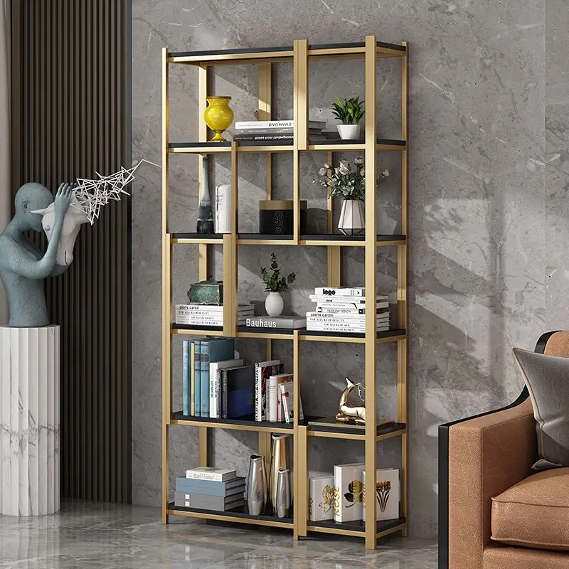 Scaffale Espositivo da Terra Personalizzato in Metallo di Lusso, Stile Nordico Moderno, per Ufficio