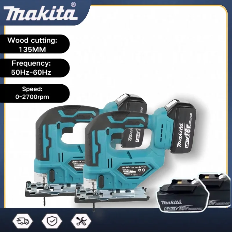 

Аккумуляторный лобзик Makita DJV182Z: 18В, 300Вт, 0-2700 об/мин, угол резки ±45° ° Угловой резак для резки дерева, пластика и металла