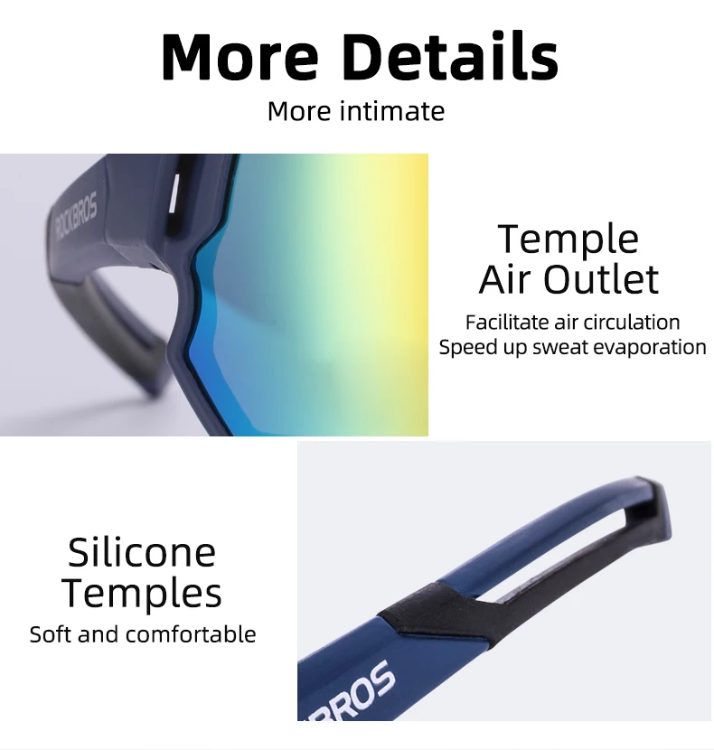 ROCKBROS Fahrradbrille Polarisiert / Photochrom UV400 Sonnenschutz Sportbrille Fahrradsonnenbrille MTB Rennradbrille – Detail 13