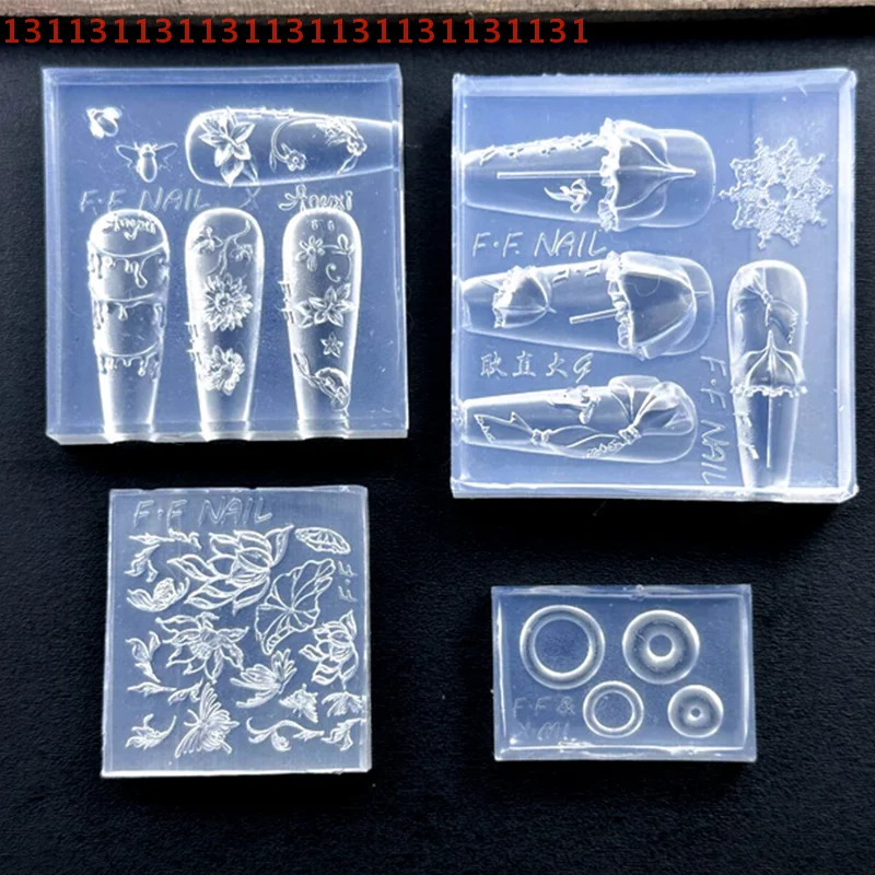 Ombrello con fiori Stampo per nail art Rilievo in silicone Salone per unghie Strumento per manicure in stile francese Accessori per la decorazione delle unghie fai da te