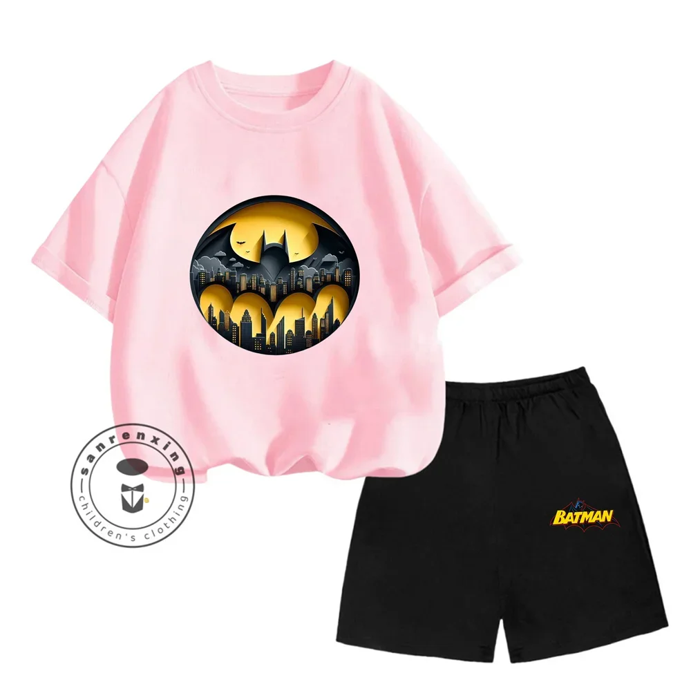 Batman T-shirts Short Sleeve Streetwear Pullover Baby Boy Clothes Sets Sanrio Tops Kids Tshirt Set Batman Girls