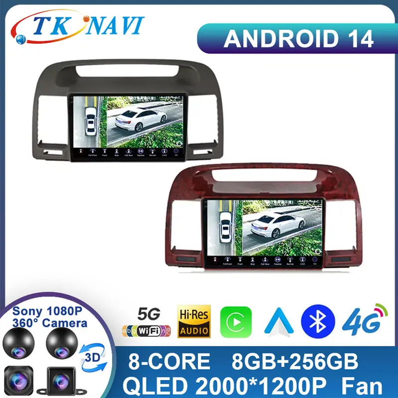 

Android 14 для Toyota Camry 5 2002 2003 2004 2005 автомобильное радио WIFI DSP мультимедийный плеер GPS навигация Carplay 2 Din DVD BT