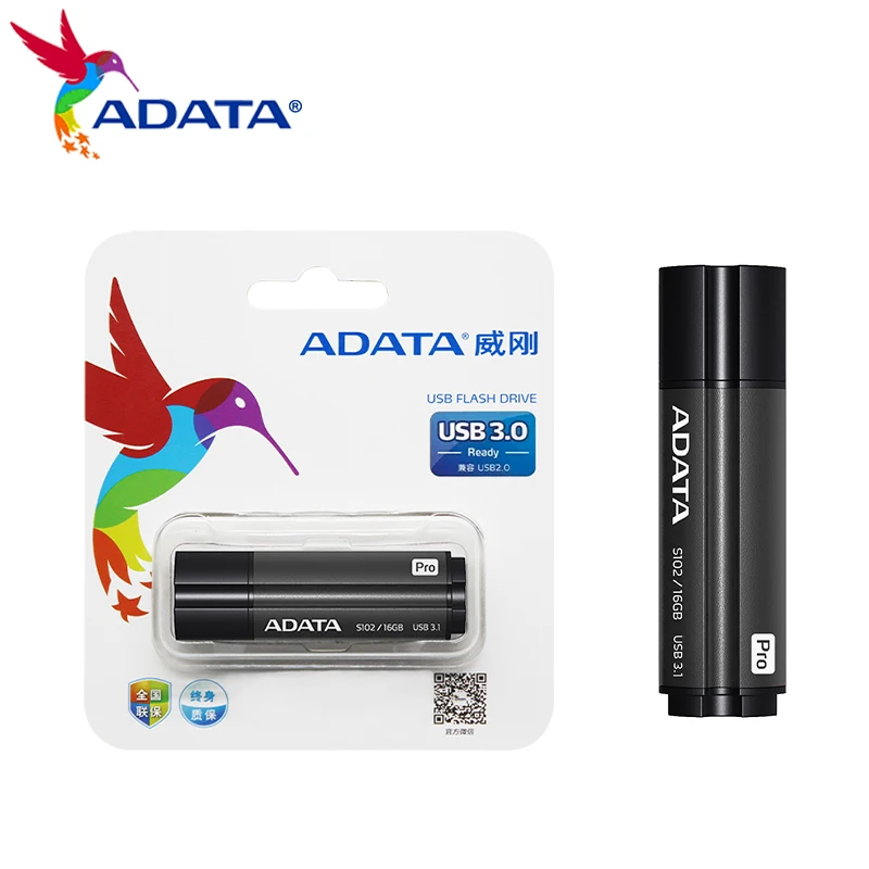 Original adata s102 usb flash drive16gb pendrive de alta velocidade usb3.1 velocidade de leitura até tp 200 mb/s metal pendrive usb para computador