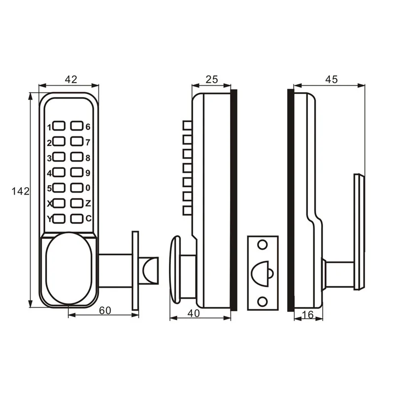 LACHCO  Mechanical Code Door Lock Waterproof Digital Machinery Keypad Password Entry Lock  Latch Zinc Alloy Silver L17004