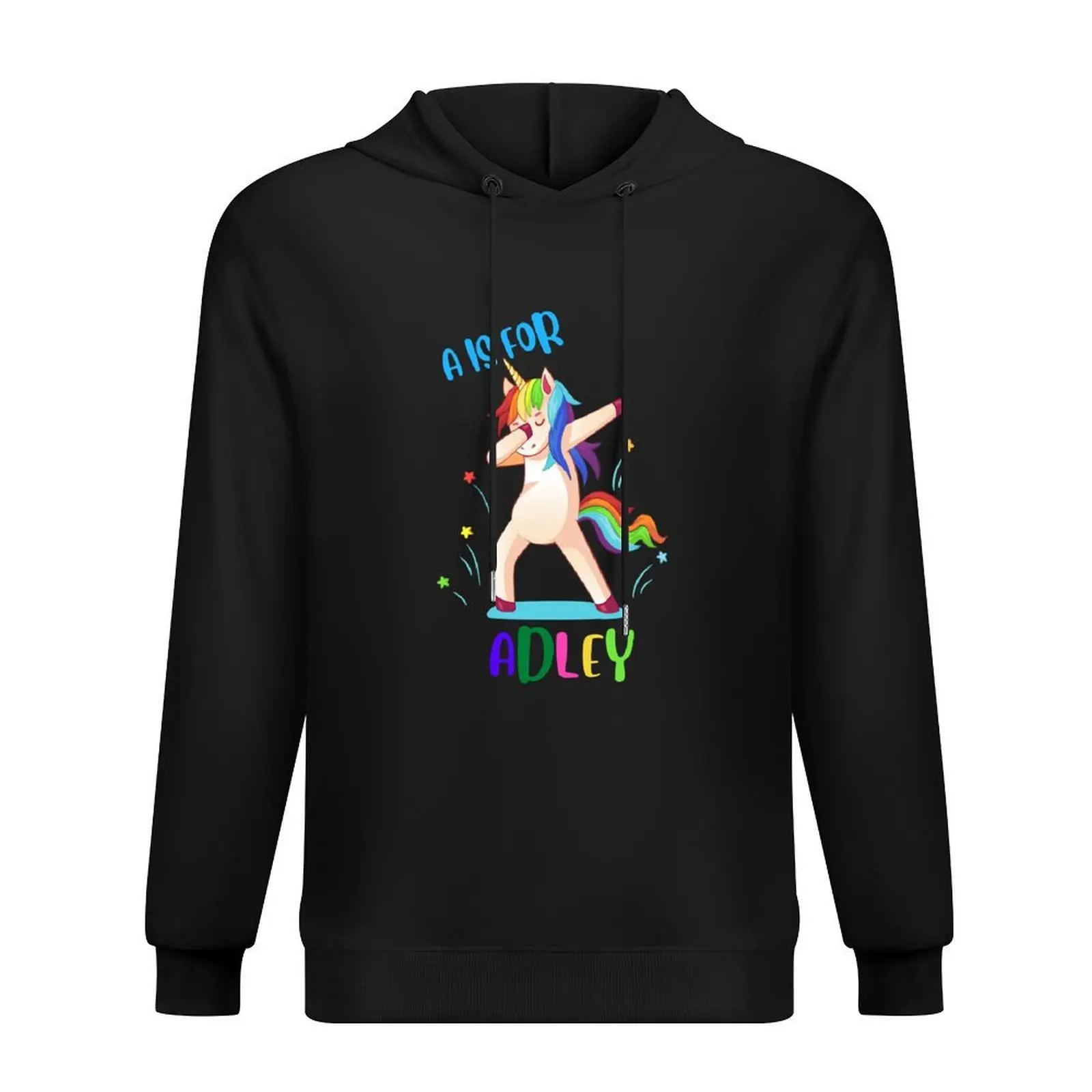 

A Is For Adley - Kids Rainbow Unicorn Birthday Party Merchandise Hoodie men's sweat-shirt men's autumn clothes hoodie for men