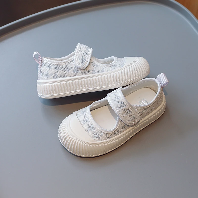 Children Canvas Shoes Summer Soft Hook & Loop Baby Boys and Girls Casual Shoes 2023 New Kids Fashion Versatile Thousand Grid