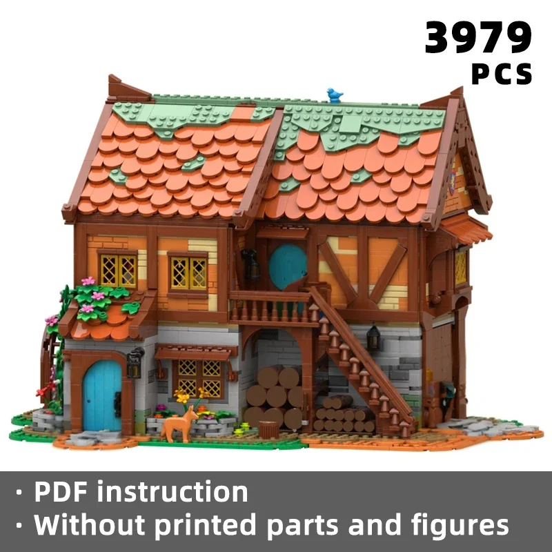 

medieval joiner workshop diorama bricks village half timbered house scene blocks downtown building store moc castle architecture