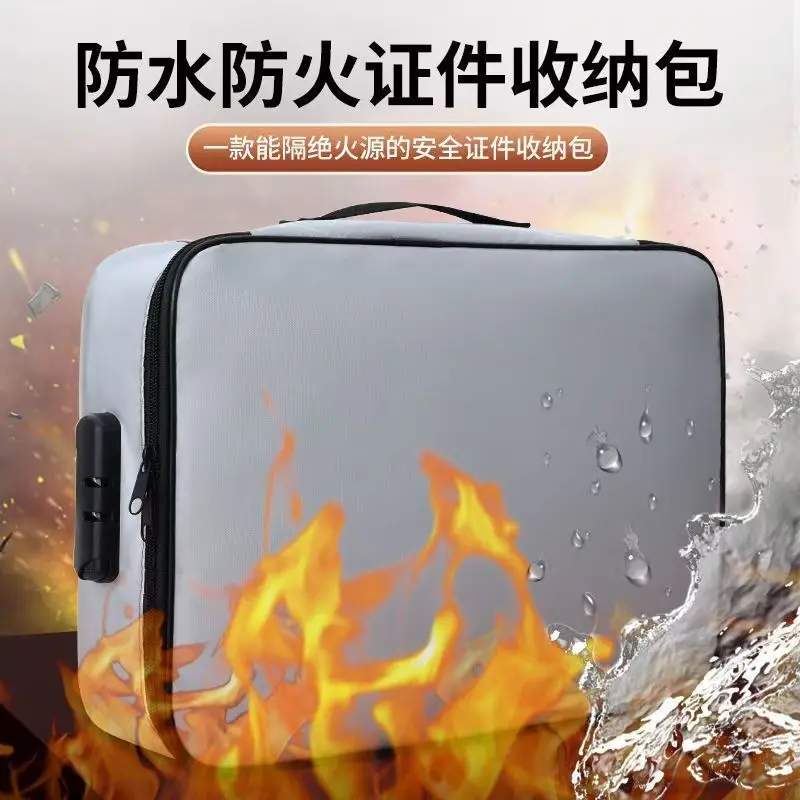 Document Storage Bag Household Password Lock Data Files Passport Multi-layer Organization Waterproof Fireproof