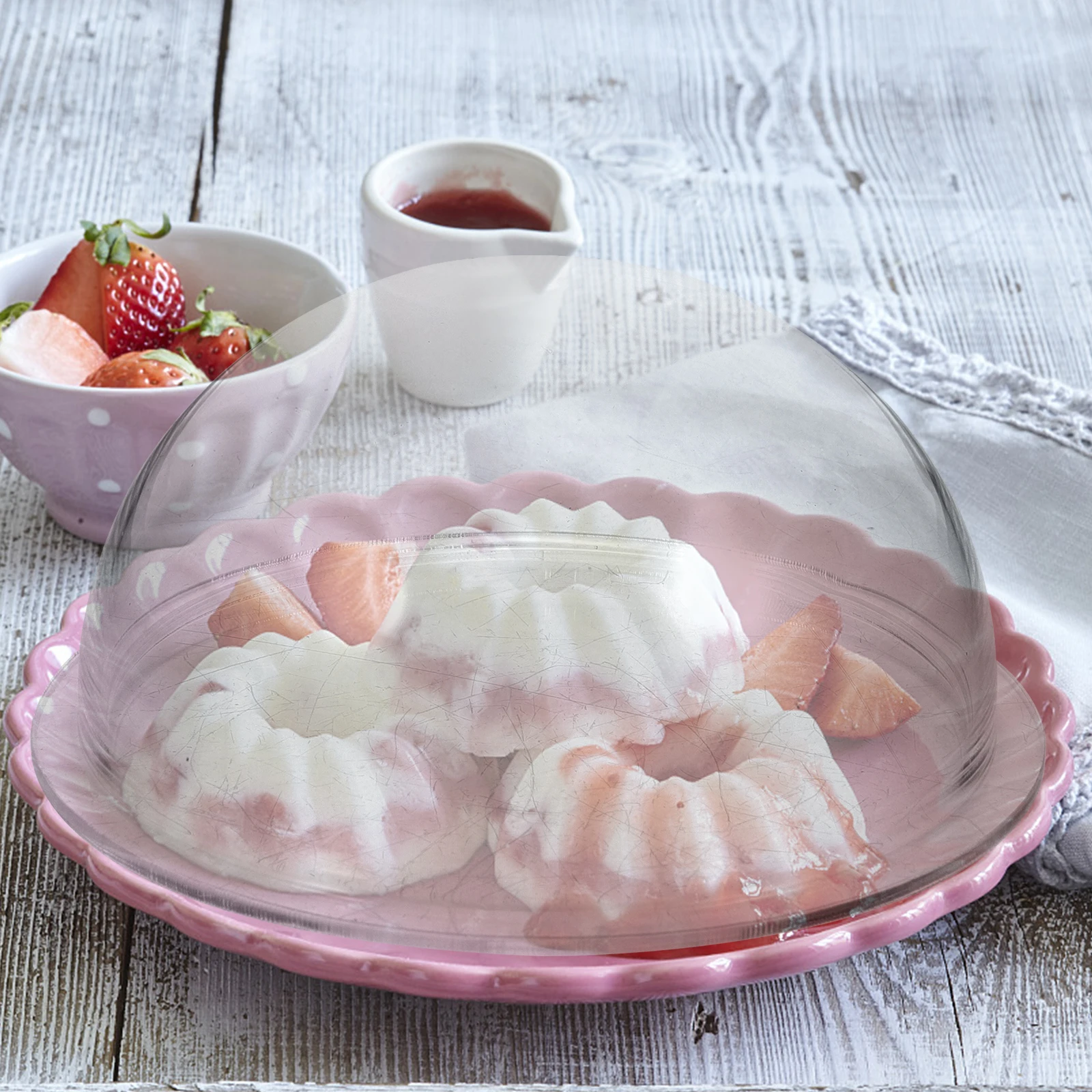 

Smoke Food Cover 110mm Transparent Glass Dome Kitchen Restaurant Supplies Food Dust Cover Dinner Table Dessert Display