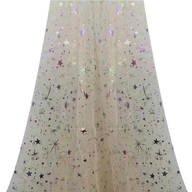 Iridescent Star Mesh Fabric Nylon Swiss Mesh Foil Colorful Starry Sky Mesh Fabric Puffy Skirt Stage Skirt Fabric