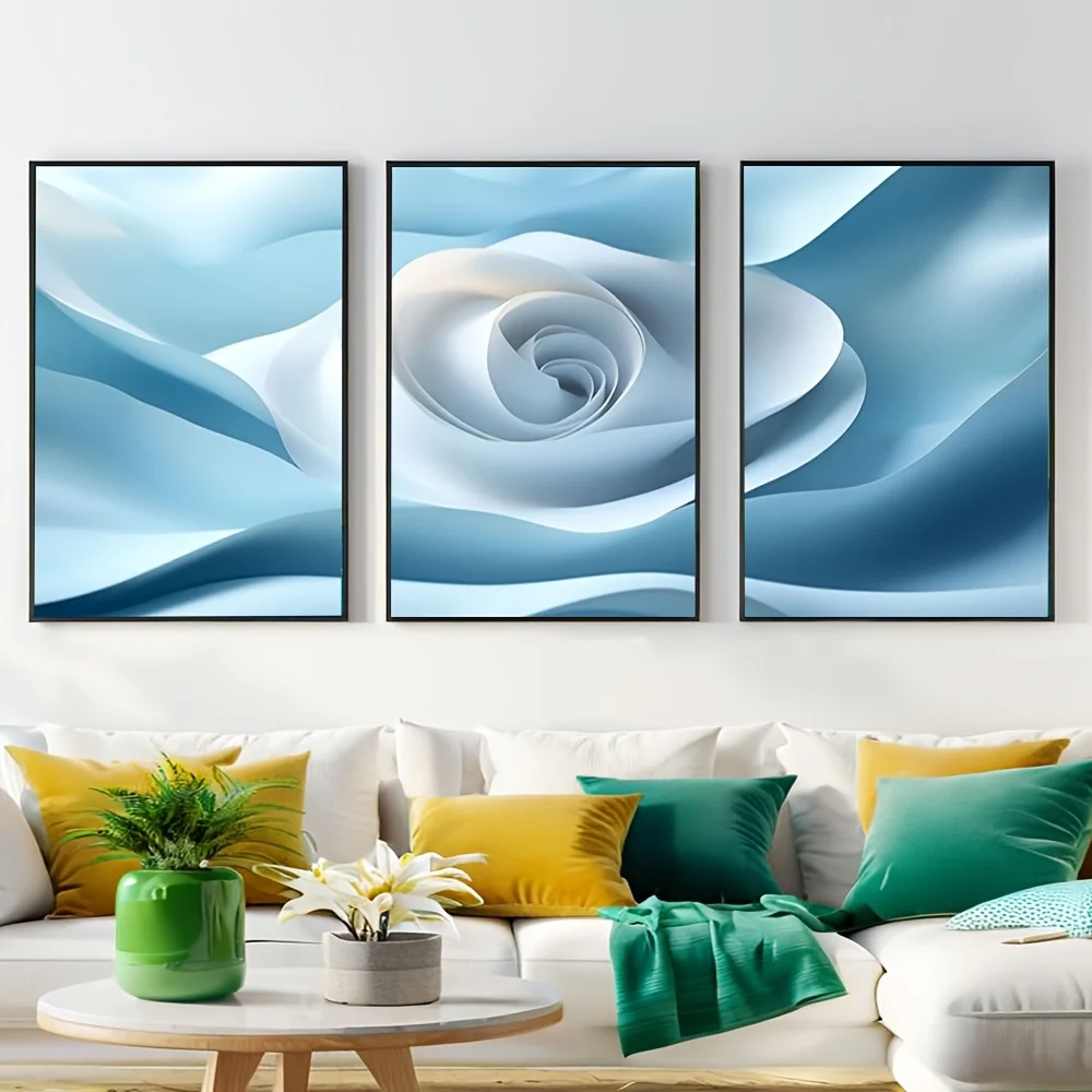 2D Flat 3pcs Unframed AMXBZC Set of Modern Abstract Canvas Artwork Abstract Vintage Flower Motivational Posters Pictures for