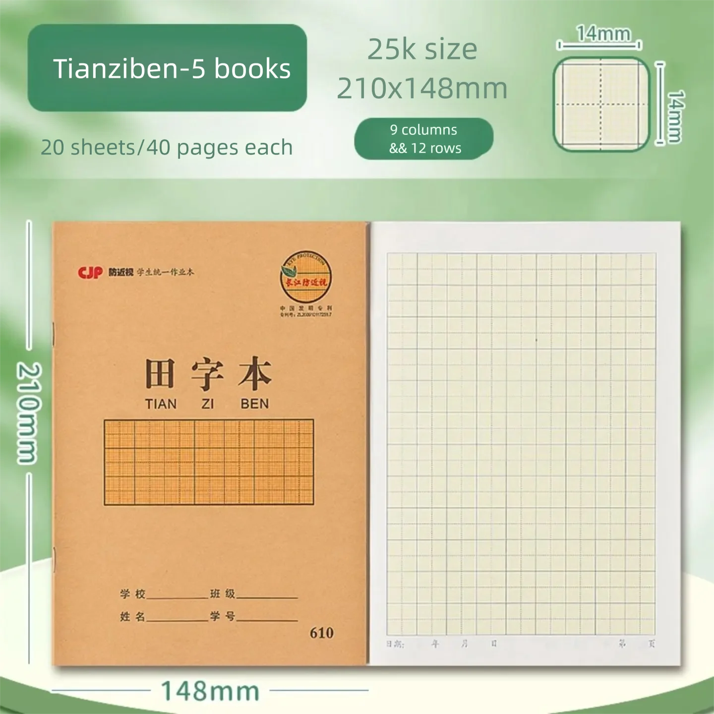 5PCS Tianzige 25K Übungsbuch-Set für Grund- und Sekundarschüler, Anti-Myopie, Schreibwaren zum Lernen chinesischer Schriftzeichen – Detail 1