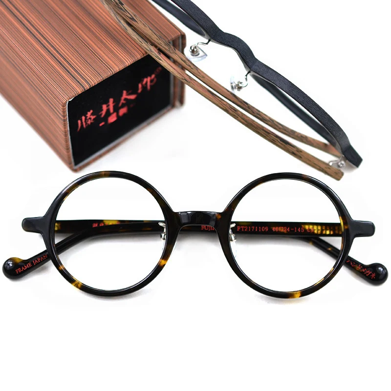 HDCRAFTER Top Quality Acetato Óculos Quadro Homens Mulheres Óculos Ópticos Frames Prescrição Compute Óculos Redondos Vintage