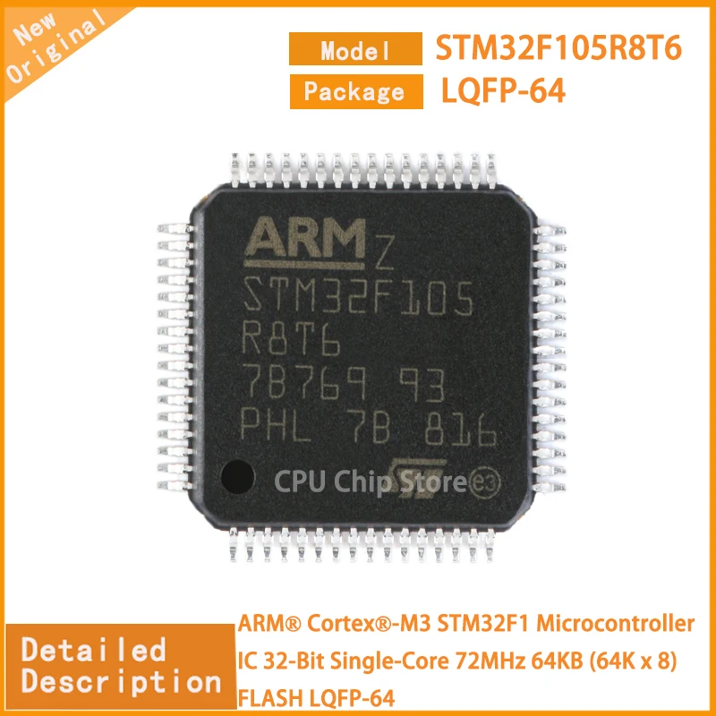 5Pcs/Lot   New Original  STM32F105R8T6 STM32F105  Microcontroller IC 32-Bit Single-Core 72MHz 64KB (64K x 8) FLASH LQFP-64