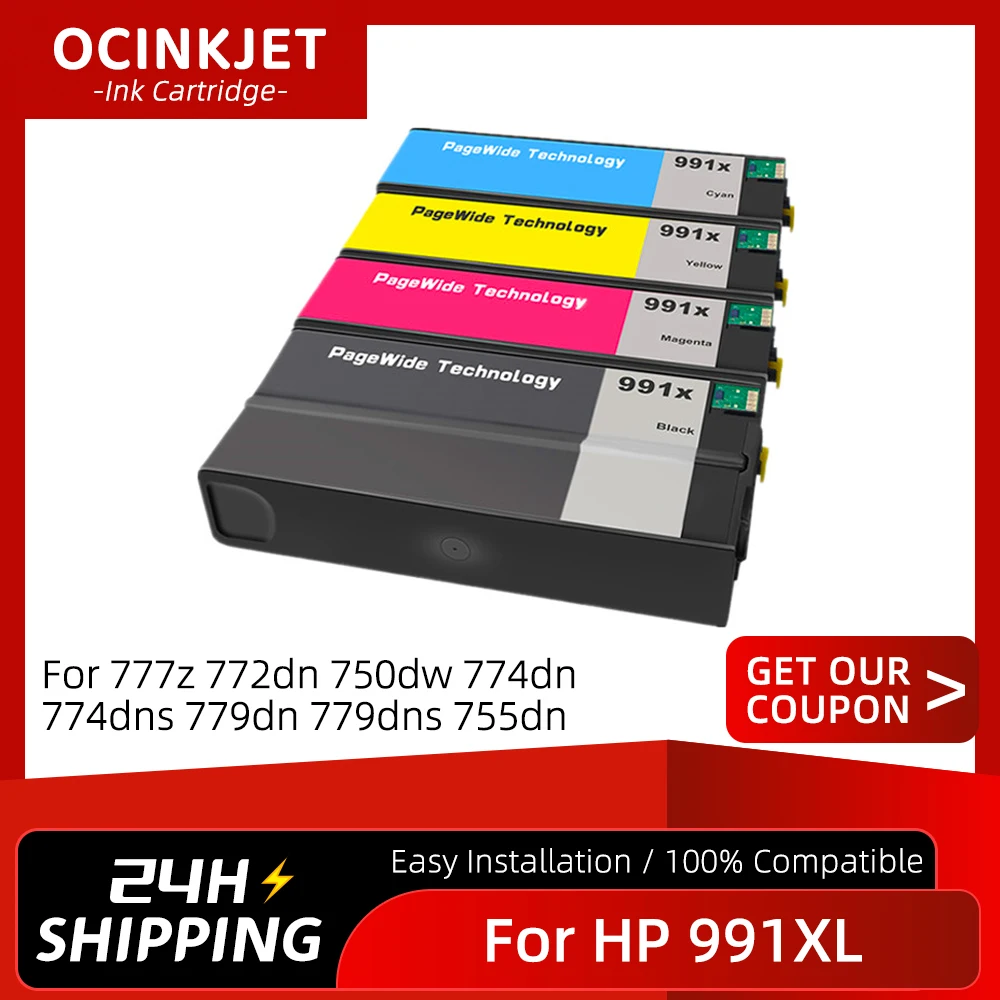 

991x 991xl For HP Full Pigment Ink Cartridges Compatible For 777z 772dn 750dw 774dn 774dns 779dn 779dns 755dn Printers With Chip