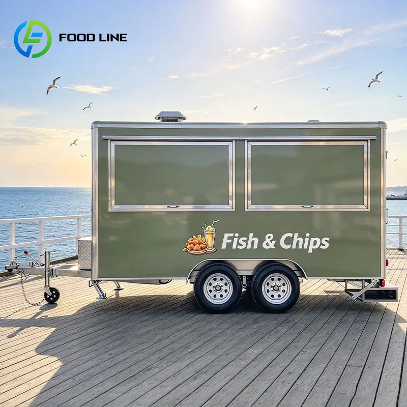 Commercial Food Truck Food Trailer for Fried Shrimp Calamari Fish and Chips with Custom Kitchen Space Customized