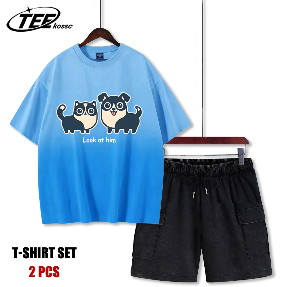 

Футболка Look At Him Naughty Dog с принтом тай-дай, мужская, спортивная, из хлопка, дышащая, уличная мода, комплект, повседневная, унисекс, свободная одежда