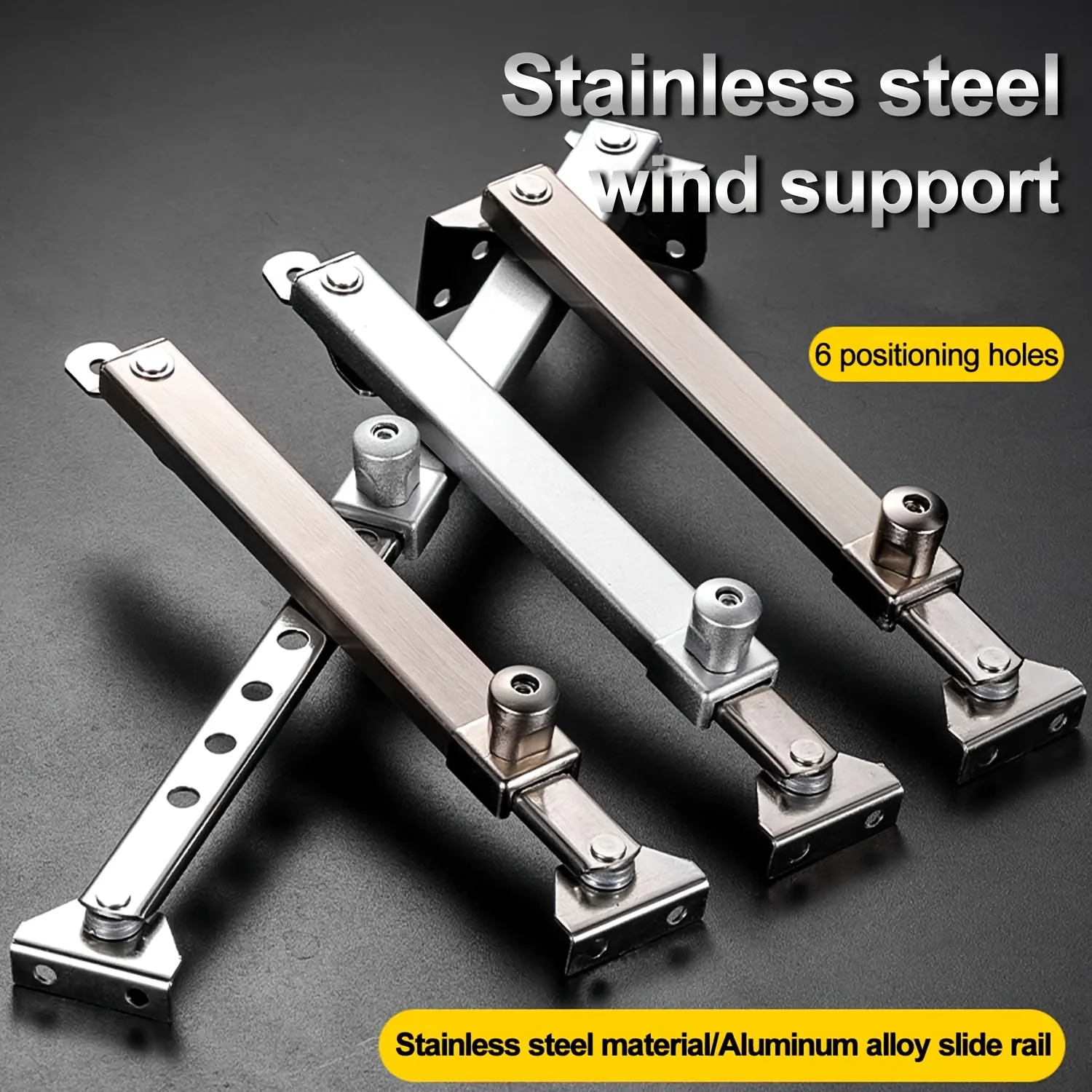 Window Hinges, Casement Window Stays & Locks, Angled Fixed Base, Electroplated Brushed Style, 6 Fixed Slots