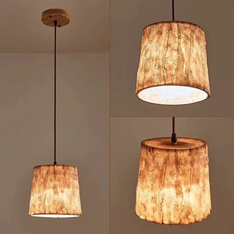 Japanese Imitation Wood Chandelier Resin Material Pendant Lamp Chinese Retro Industrial Bar Restaurant Homestay Hanging Lights
