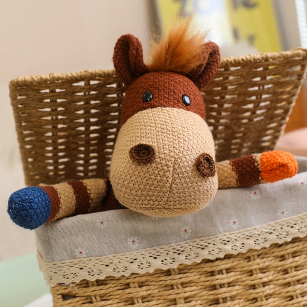 

Милая вязаная серия животных ручной работы, кукла Kawaii, кролик, теленка, медведь, свинья, пони, успокаивающая игрушка, реквизит для фотосессии, подарок на день рождения