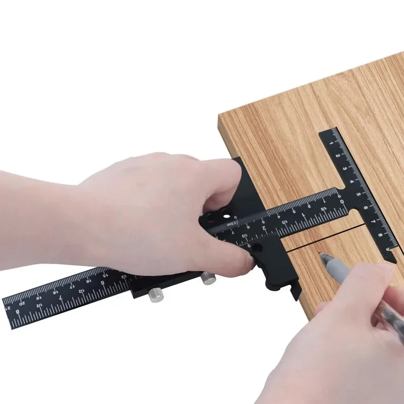 Woodworking  marking ruler aluminum alloy sliding T-shaped ruler multifunctional measuring ruler card