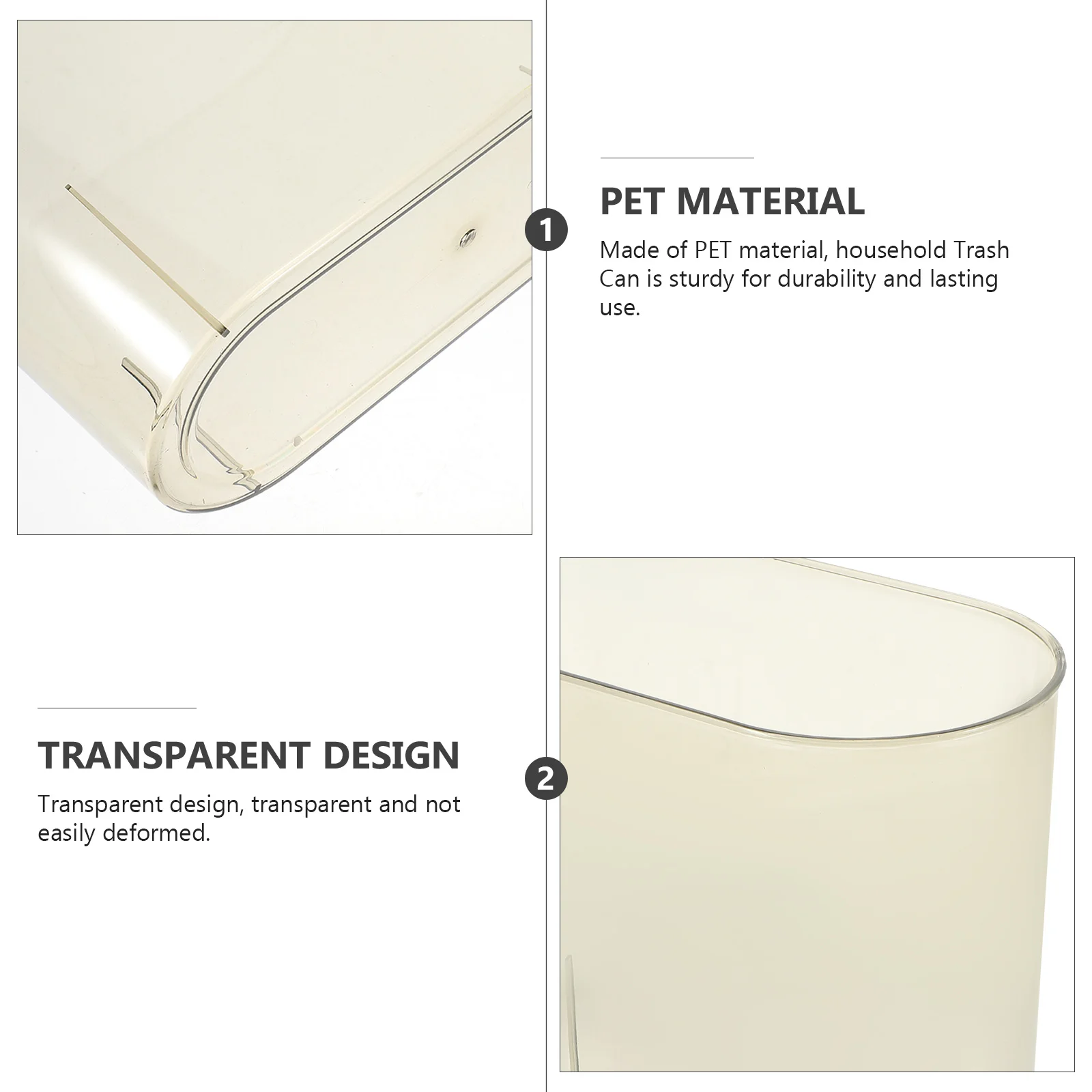 

1pc Clear Trash Pet Plastic Waste Basket Slim Garbage Bin For Kitchen Bathroom Bedroom Office Portable Trash Can Household Use