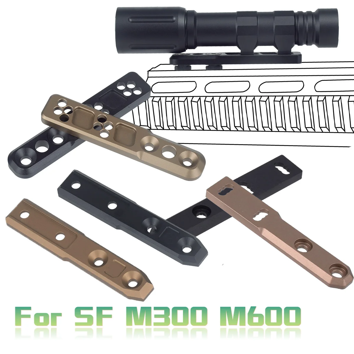 

Tactical M300 M600 Flashlight Offset Mount Base Fit 20mm Rail Mlok keymod LED Weapon Scout Light Airsoft Hunting Accessories