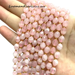 Natural Stone 8x6MM Faceted Rice Shape AA Madagascar Rose Quartz Oval Spacer Beads for Jewelry Making Diy Bracelets Accessories