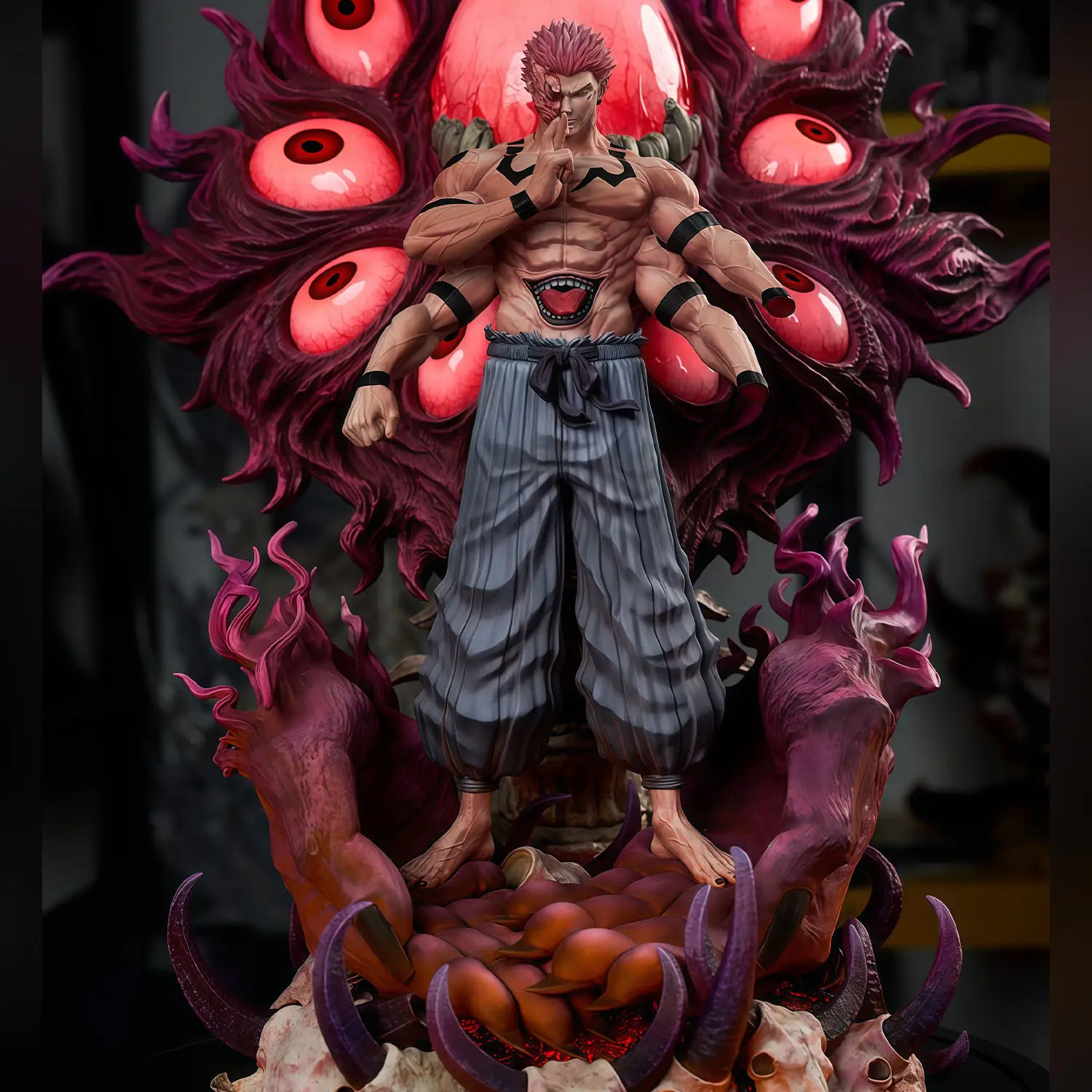 Estatua de anime de Jujutsu Kaisen: forma temprana de Ryomen Sukuna, figura modelo coleccionable de 12 pulgadas (30 cm), exhibición de espíritu curtido