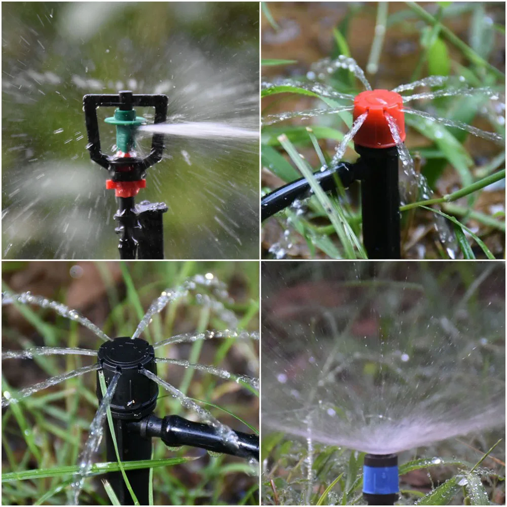 Garden Irrigation Sprinklers with Stake Adjustable Atomizing Refraction Drippers Watering Vortex Nozzles 1/4'' Barb 50-100pcs