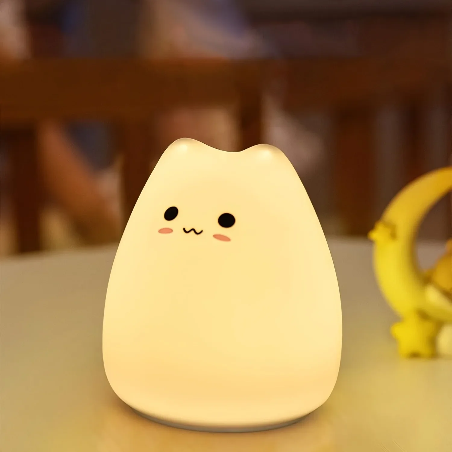 Lampu Malam LED Kucing, Lampu Silikon Berubah Warna Dapat Diredupkan, Lampu Suasana Hati USB untuk Kamar Anak Kamar Tidur
