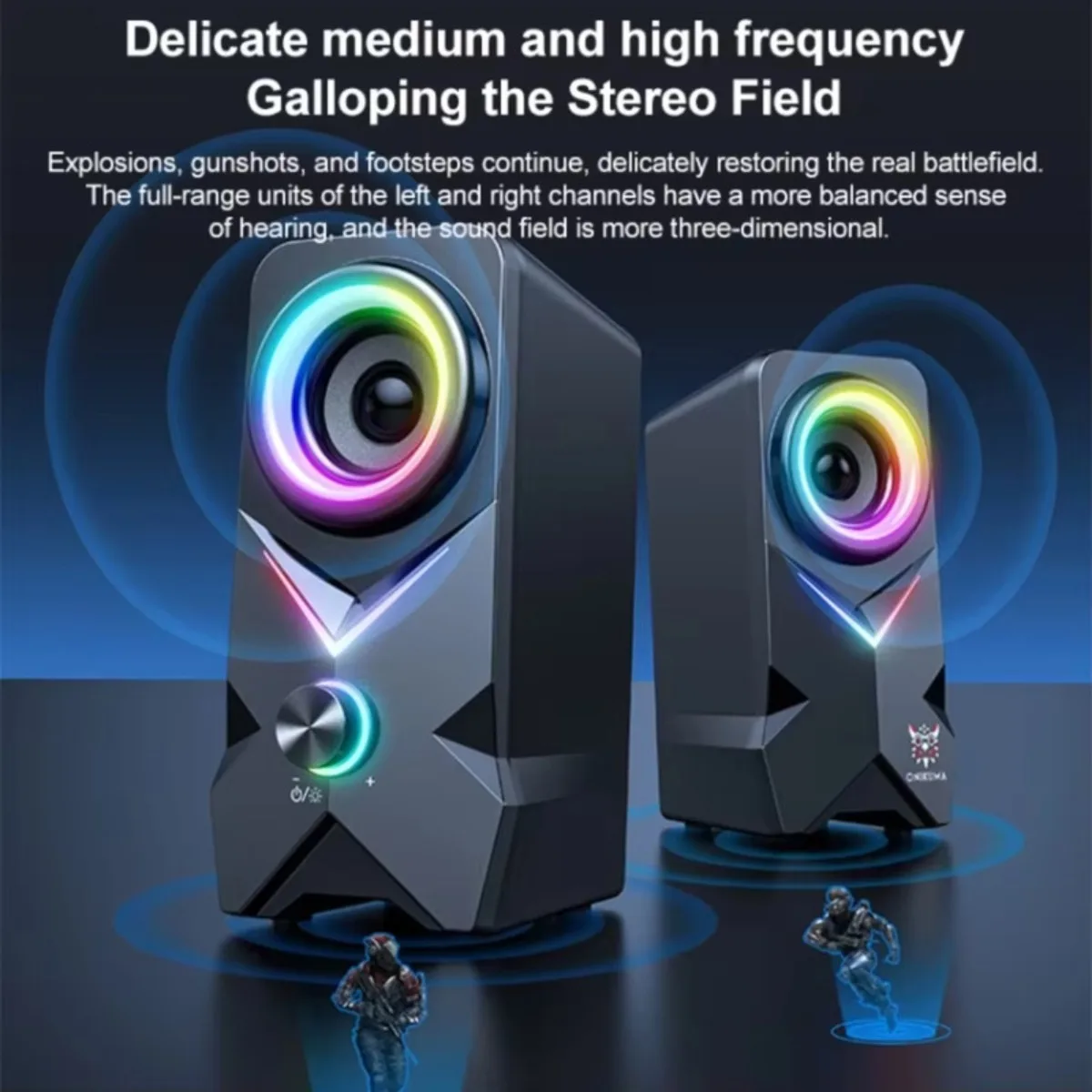 

ONIKUMA L2 Computer Speakers Subwoofer Colorful RGB Lighting Effect 3D Surround Sound Game Film Music Home Desktop Small Speaker