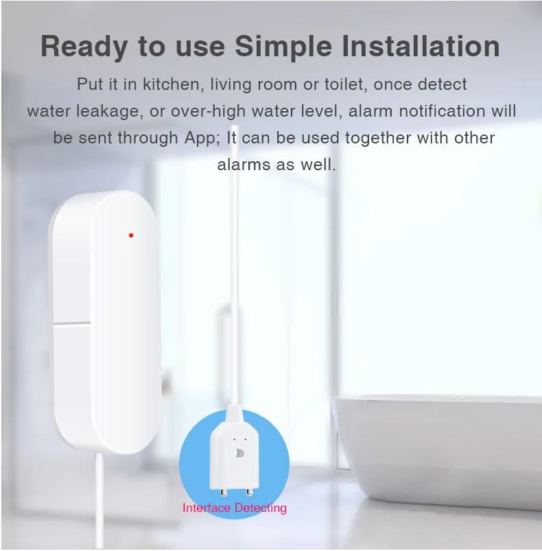 Ewelink Zigbee3.0 Water Sensor Alarm Water Leak Detector Flood Alert Overflow Security Alarm System Works With Zigbee Gateway