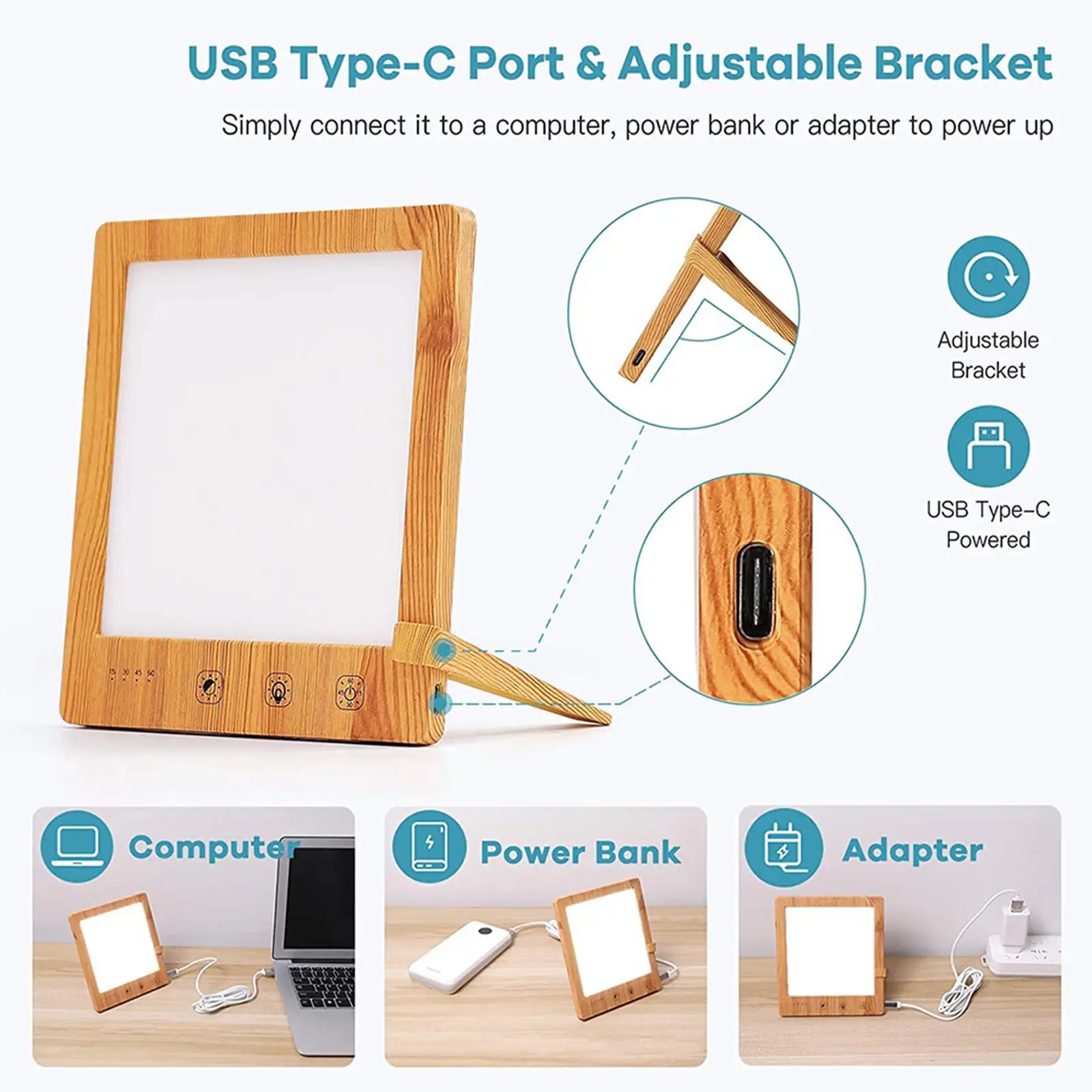 Light Therapy Lamp Adjustable Brightness Seasonal Affective Disorder Sunlight Lamp