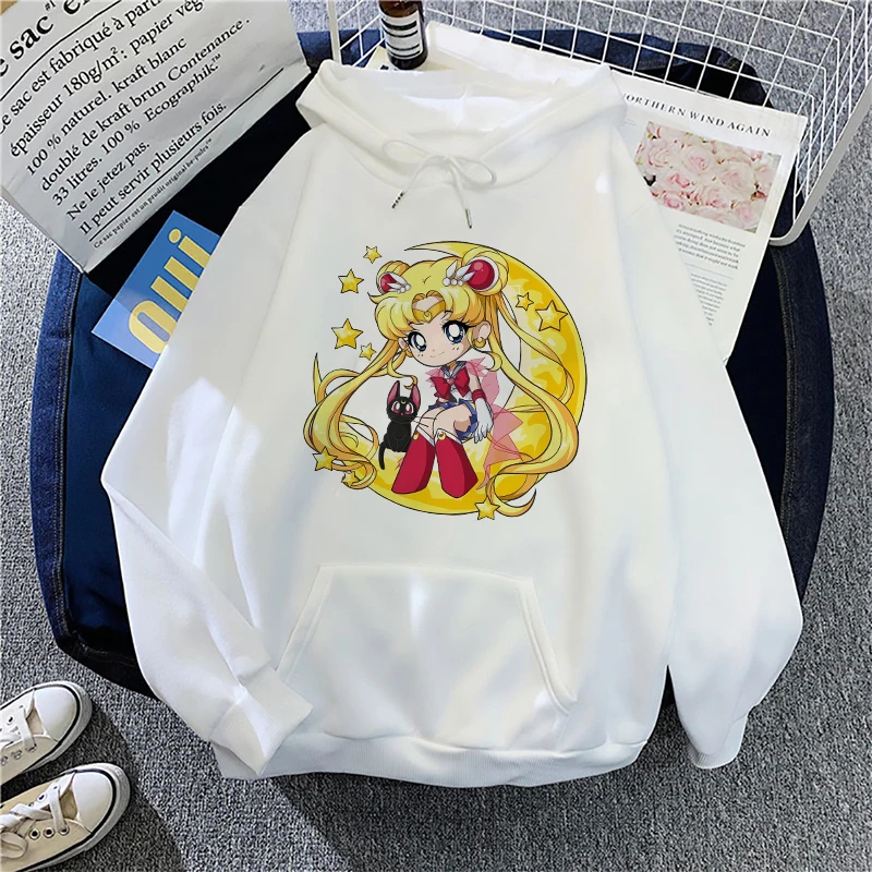 New Sailor Moon Hoodies Women Kawaii Cartoon Printed Sweatshirts Hoodie Cute Casual Sporty Long Sleeves Winter Clothes Women