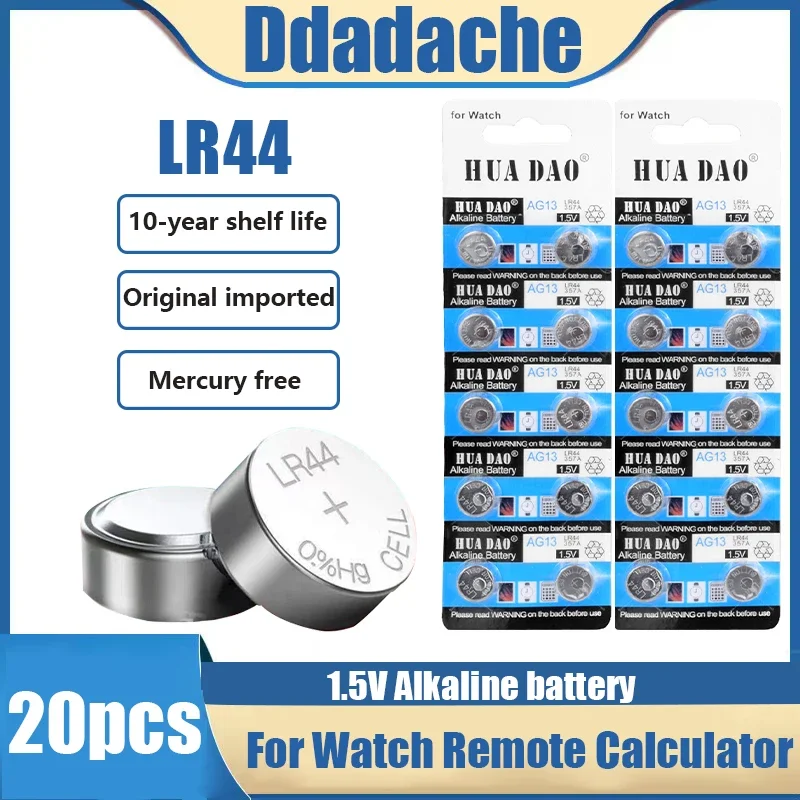 20pcs AG13 1.5V LR44 L1154 RW82 RW42 SR1154 SP76 A76 357A pila lr44 SR44 AG 13 Alkaline Button Cell Coin Battery