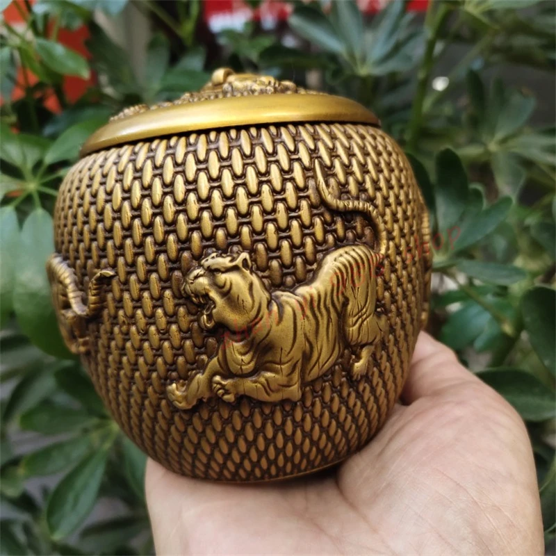 

Brass five tiger jar ornaments,Exquisite home crafts and ornaments,Auspicious decorations