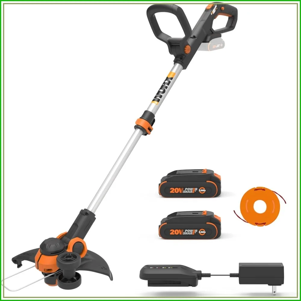 

Cordless String Trimmer & Lawn Edger, 12" Electric Weed Wacker with Command Feed, 20V Weed Eater with 5.5 LBS, 2 Batteries & Charger Included