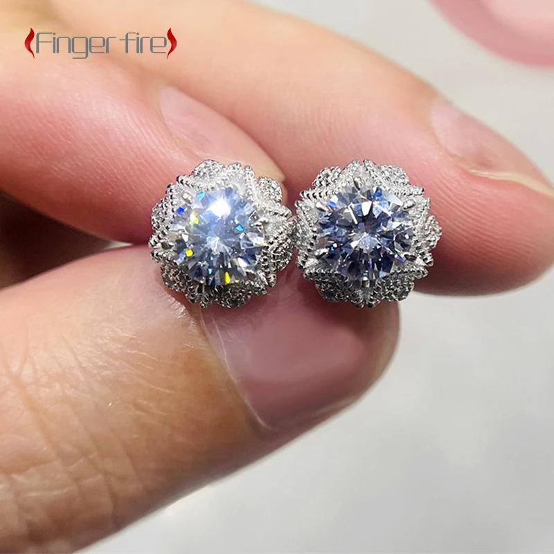 Fashion Exquisite Silver Plated Snowflake Sparkling Stud Earrings Bridal Engagement Banquet Anniversary Celebration Jewelry Gift