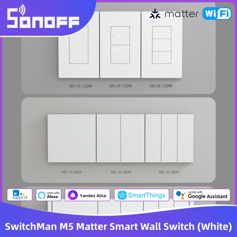 

Умный настенный переключатель SONOFF Switchman M5 Matter 80/86/120 мм eWeLink-дистанционное голосовое управление работает с Alexa Google Apple Home Alice