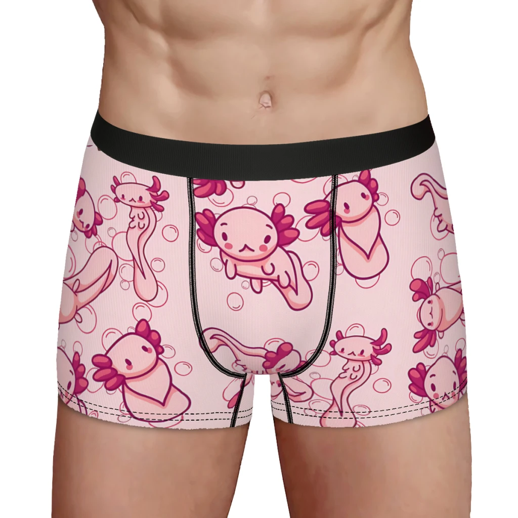 Kawaii Babies Cute Pink PatternAxolotl Underpants Breathbale Panties Male Underwear Comfortable Shorts Boxer