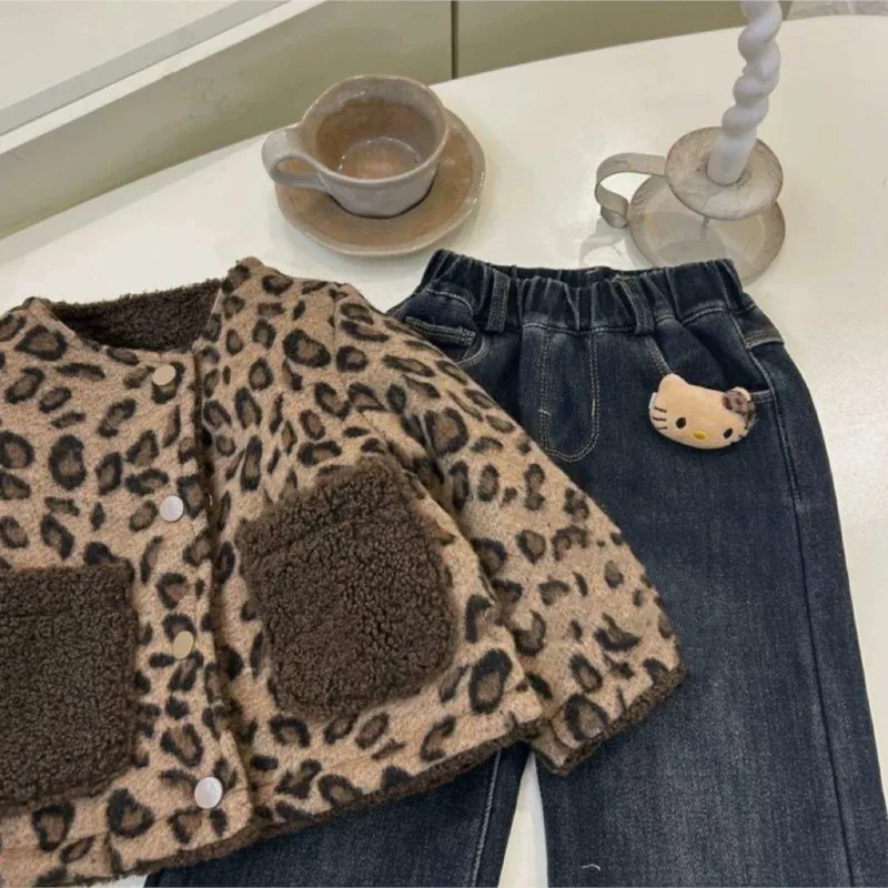 Baby Girl Boy Leopard Jacket Faux Fur Infant Toddler Child Warm Fleece Inside Coat Spring Autumn Winter Baby Clothes 1-8Y